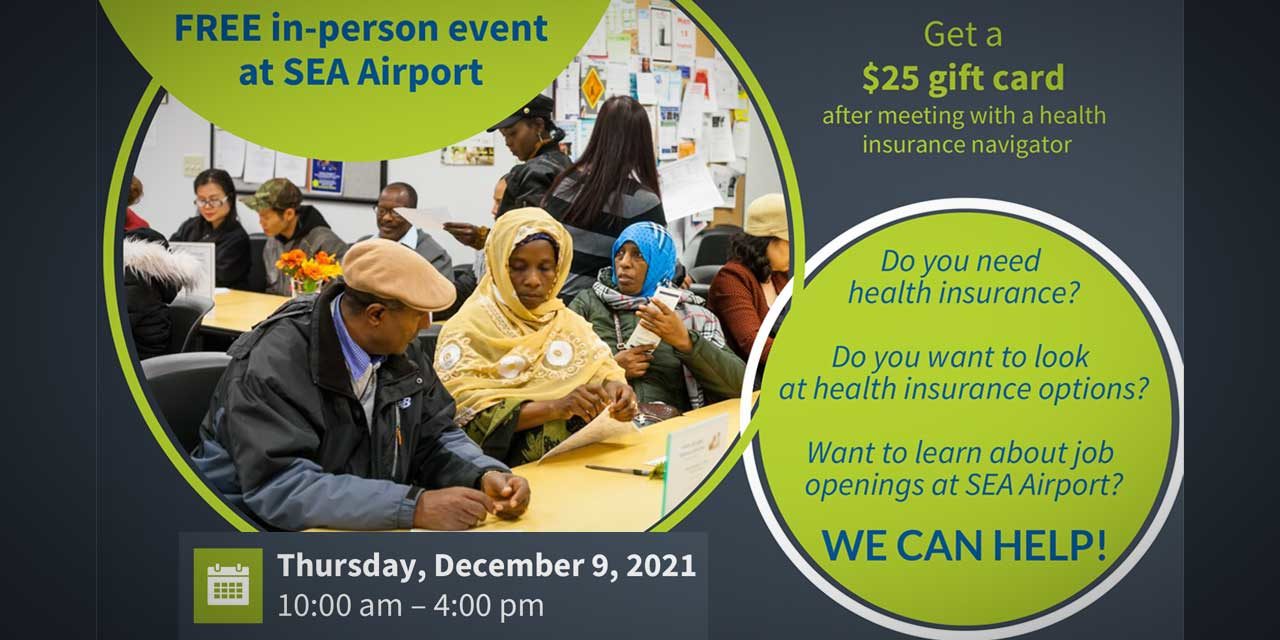 FREE in-person Health Insurance event at Sea-Tac Airport this Thurs., Dec. 9