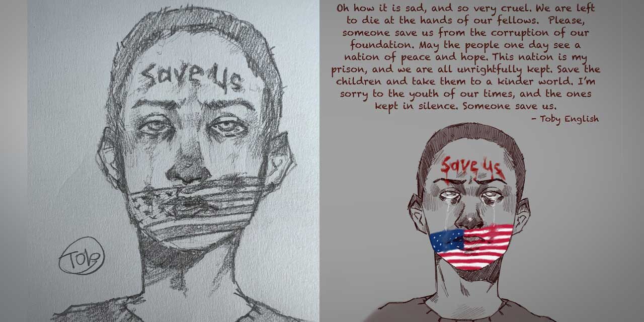 Local 15-year-old student Toby English shares his emotions on school shooting through art