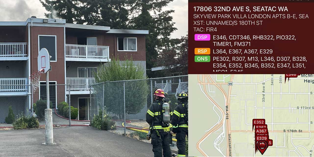 Fire burns apartment building in SeaTac, displacing 16