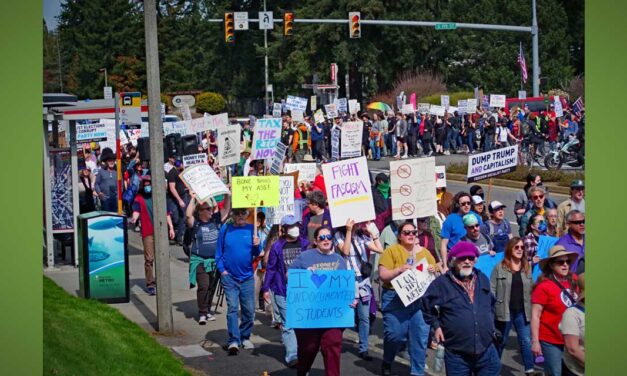 VIDEO/PHOTOS: ‘Hands Off!’ rallies in SeaTac and Des Moines draw big crowds, protests over federal policies