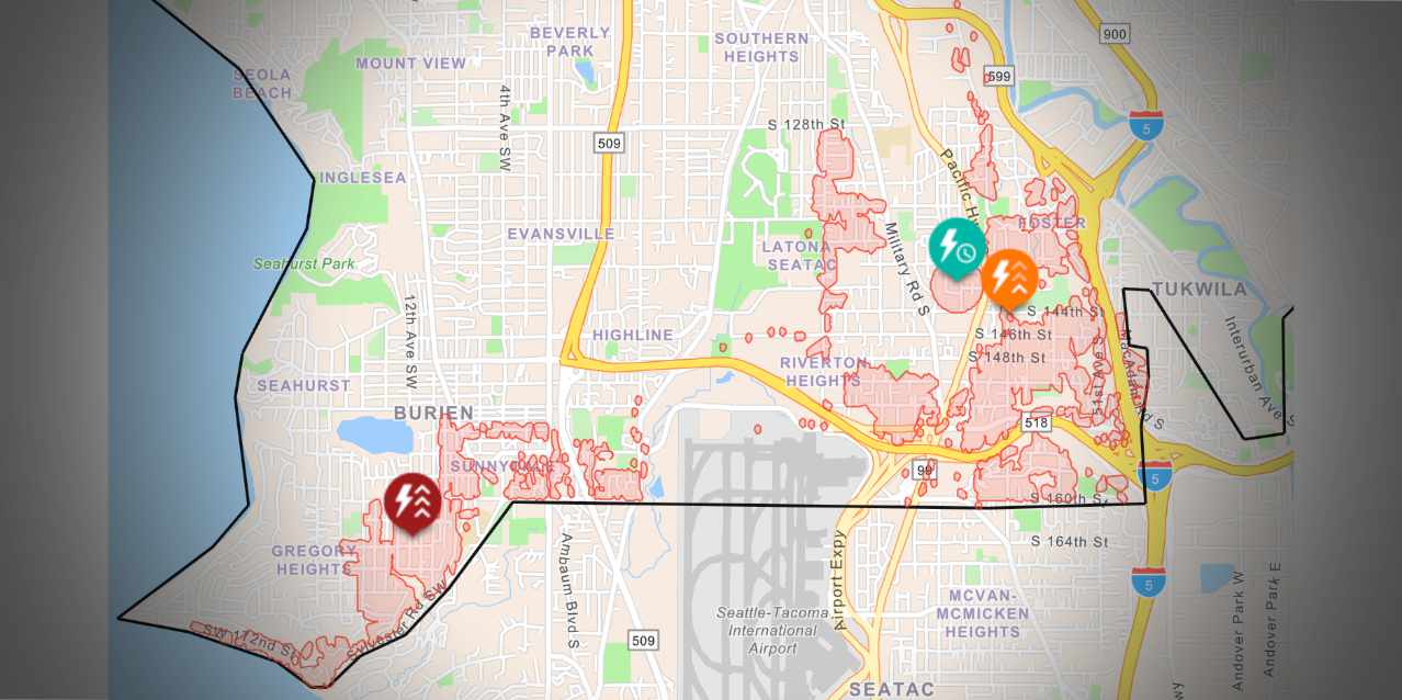 Power outage affects more than 7,300 City Light customers in SeaTac, Tukwila and Burien Wednesday