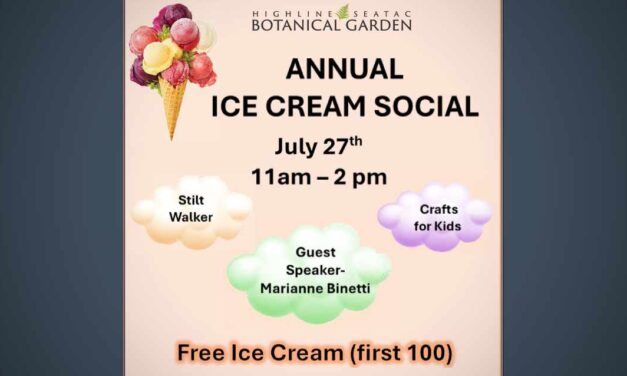 Enjoy FREE ice cream, gardening tips and family fun at Highline SeaTac Botanical Garden this Sunday, July 27