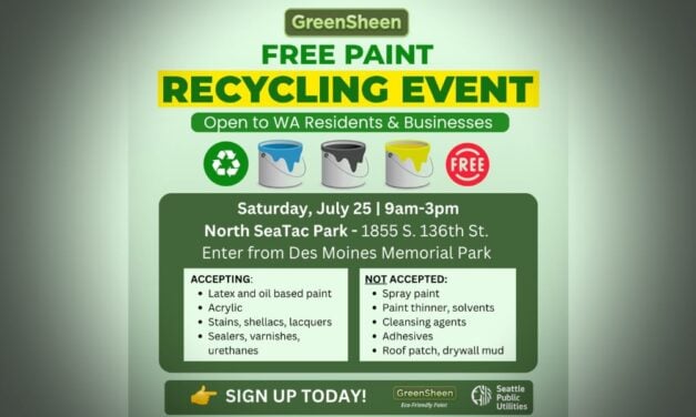 Free paint recycling event coming to North SeaTac Park on Saturday, July 25