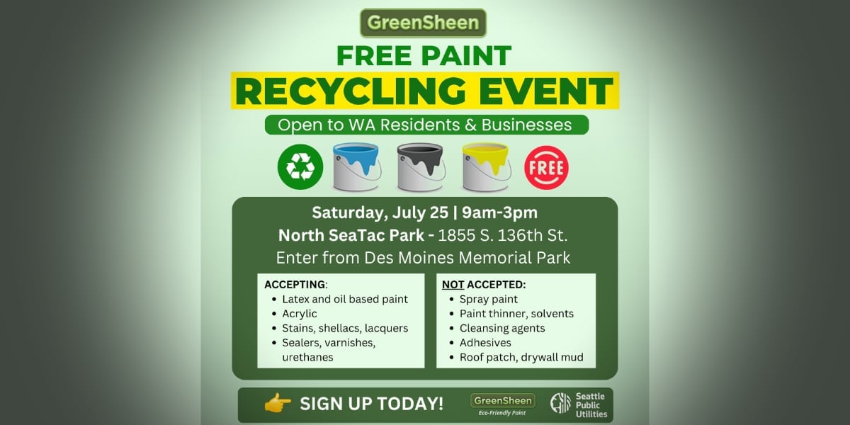 Free paint recycling event coming to North SeaTac Park on Saturday, July 25