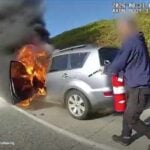 VIDEO: SeaTac Police sergeant’s quick response helps extinguish van fire on I-5